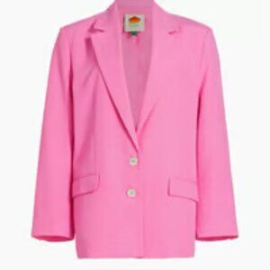 FARM Rio Pink Oversized Linen Blazer Size Large